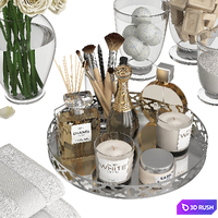 Silver Gold Bathroom Decor 3D Model Vray, Corona