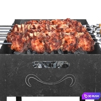 Shish kebab on the grill 3D Model Vray