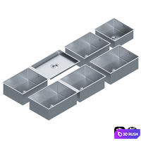 Stainless Steel Sinks by Dornbracht Set 01 3D Model Vray, Corona