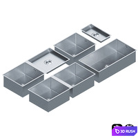 Stainless Steel Sinks by Dornbracht Set 02 3D Model Vray, Corona