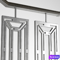 Art Deco marble stairs 3D Model Vray, Corona