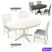 Table and chairs IKEA INGATORP 3D Model Vray, Corona