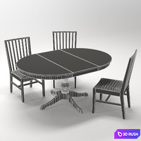 Table and chairs IKEA INGATORP 3D Model Vray, Corona