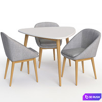 Dining group Jimi La Redoute. Table + chair 3D Model Vray, Corona