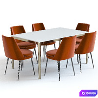 West Elm Canto Table and Chairs 3D Model Vray