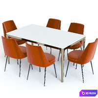 West Elm Canto Table and Chairs 3D Model Vray