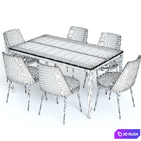 West Elm Canto Table and Chairs 3D Model Vray