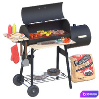 Charcoal grill BBQ 3D Model Vray