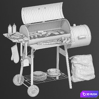 Charcoal grill BBQ 3D Model Vray