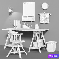 Workplace set 6 3D Model Vray, Corona