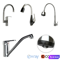 Kitchen faucets 3D Model Vray, Corona