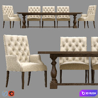 Bennett Parsons Leather Armchair / 17th s. Monastery 3D Model Vray, Corona