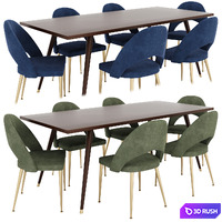 Dining set 02 3D Model Vray
