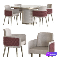 Amet Armchair and Signore Degli Anelli Steel Table by Reflex Dining Set 3D Model Vray, Corona
