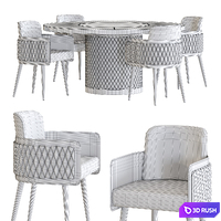 Amet Armchair and Signore Degli Anelli Steel Table by Reflex Dining Set 3D Model Vray, Corona