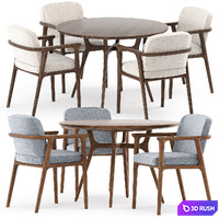 REN DINING TABLE C1100 and Zio Dining Chair 3D Model Vray, Corona