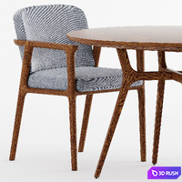 REN DINING TABLE C1100 and Zio Dining Chair 3D Model Vray, Corona