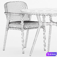 REN DINING TABLE C1100 and Zio Dining Chair 3D Model Vray, Corona