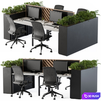 Office Furniture Flower Box Black 3D Model Vray, Corona