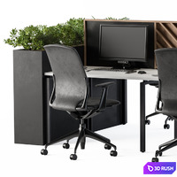 Office Furniture Flower Box Black 3D Model Vray, Corona