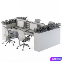 Office Furniture Flower Box Black 3D Model Vray, Corona