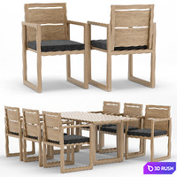 RH Outdoor Navaro restangular table-chair 3D Model Vray