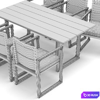 RH Outdoor Navaro restangular table-chair 3D Model Vray