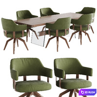 Dining set natuzzi valle chair CH19 phantom table E024 3D Model Vray, Corona