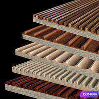 Milled wood panels 3D Model Vray, Corona