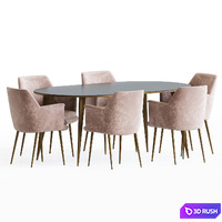 Dining Set 63 3D Model Vray, Corona