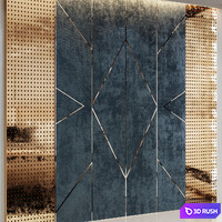 Blue velvet wall panel 3D Model Corona