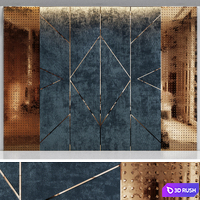 Blue velvet wall panel 3D Model Corona