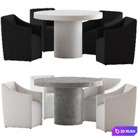 Coco Republic Avalon Dining Chair and Regent Table 3D Model Vray, Corona