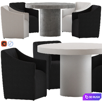 Coco Republic Avalon Dining Chair and Regent Table 3D Model Vray, Corona
