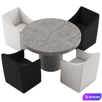 Coco Republic Avalon Dining Chair and Regent Table 3D Model Vray, Corona