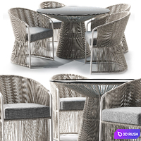 Tibidabo Table and Tibidabo Dining Armchair 3D Model Vray