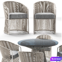 Tibidabo Table and Tibidabo Dining Armchair 3D Model Vray