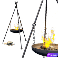 Fire pit Concretika iron X100 on tripod 3D Model Corona