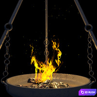 Fire pit Concretika iron X100 on tripod 3D Model Corona