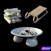 Campfire zone (winter) 3D Model Corona