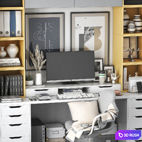 IKEA office workplace 76 3D Model Vray, Corona
