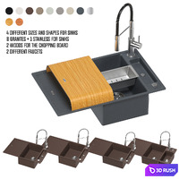 BLANCO AXIA sink set 1 3D Model Vray, Corona