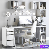 Workplace 140 3D Model Vray, Corona