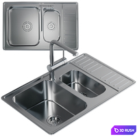 Kitchen sink Omoikiri Sagami 79-2 reversible IN Stainless steel 4993733 3D Model Corona