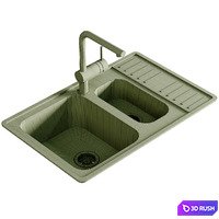 Kitchen sink Omoikiri Sagami 79-2 reversible IN Stainless steel 4993733 3D Model Corona