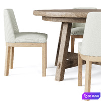 Tuscany Dining Table Layton Chair by pottery barn 3D Model Vray, Corona