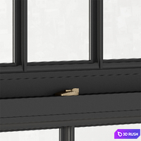 Black and Gold Double Hung Window - Windows Set 11 3D Model Vray, Corona