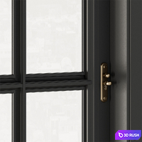 Black and Gold Double Hung Window - Windows Set 11 3D Model Vray, Corona