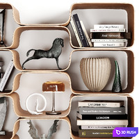 Decorative Set 20 (Rack 4) 3D Model Vray, Corona