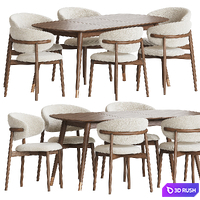 Oleandro Chair Clover Table Dining Set 3D Model Vray, Corona